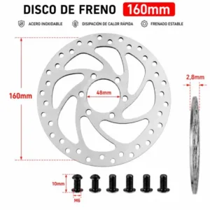 Disco de freno 160 mm interior redondo 2,8 mm para patinete eléctrico