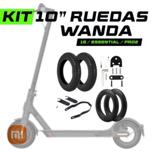 Kit 10″ Ruedas WANDA + Soporte Guardabarros para Xiaomi M365 / PRO / 1S / Essential / Mi3 y 3 Lite