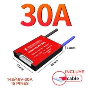BMS DALY 14S/48V-30A sistema gestión para baterías de litio + cable 15 pines incluido