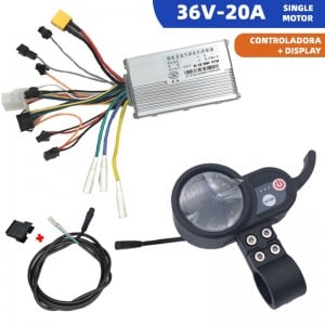 KIT CONTROLADORA JP + DISPLAY + CABLE CONEXION SKATEFLASH 36V-20A CON SENSOR HALL