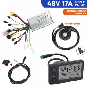 KIT BICI 48V-25A CONTROLADORA JP 48V-25A + SENSOR PEDAL + DISPLAY S866 5 PINES + CABLE