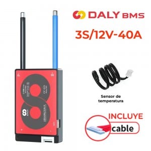 BMS DALY 3S/12V-40A sistema gestión para baterías de litio + sensor temperatura + cable incluido