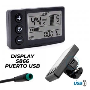 Display S866 Pantalla para bicicleta y patinete eléctrico con puerto USB