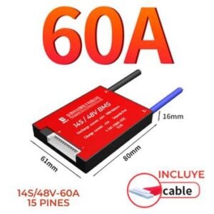 BMS DALY 14S/48V-60A sistema gestión para baterías de litio + cable 15 pines incluido