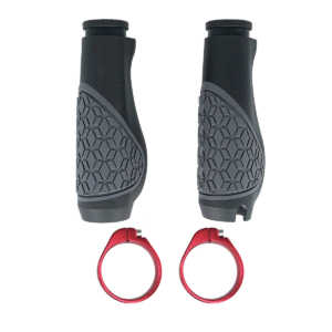 Puños de Goma Gris y Negro con Anillo Rojo