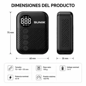 Hinchador eléctrico portátil SUNIIK 150 PSI con pantalla digital para patinete eléctrico