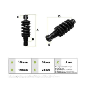 Suspensión trasera compatible con patinete eléctrico Rovoron R7 para sustituir una suspensión desgastada o averiada