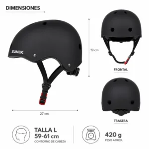 Casco urbano regulable SUNIIK talla L negro para patinete eléctrico y bicicleta